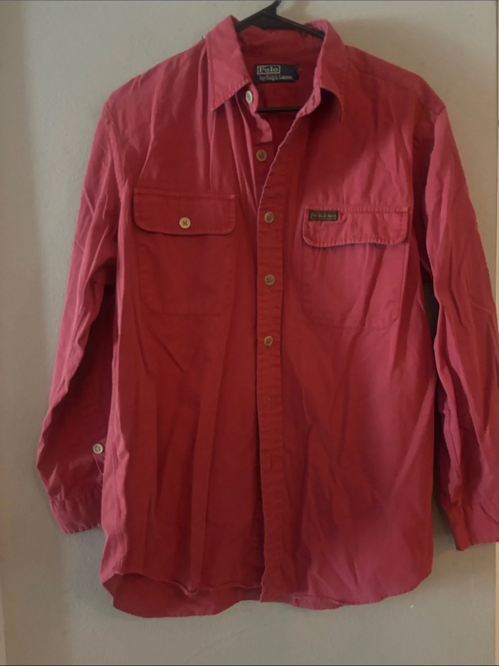 Polo by Ralph Lauren Men's Red Button-Up Shirt Jacket